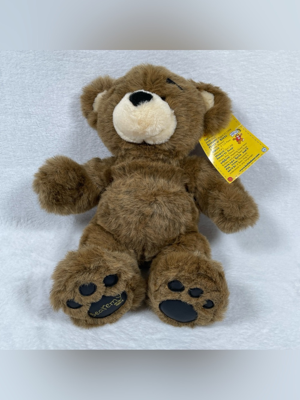 Vtg 1998 Build-A-Bear BEAREMY Retired 15” L w/ ORIGINAL TAG Faux Leather Lawsuit